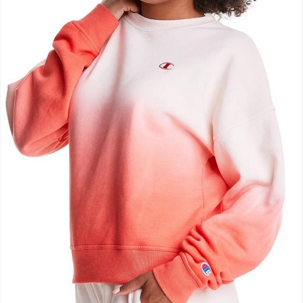Champion relaxed dip-dye crew neck sweatshirt ombré pink size small